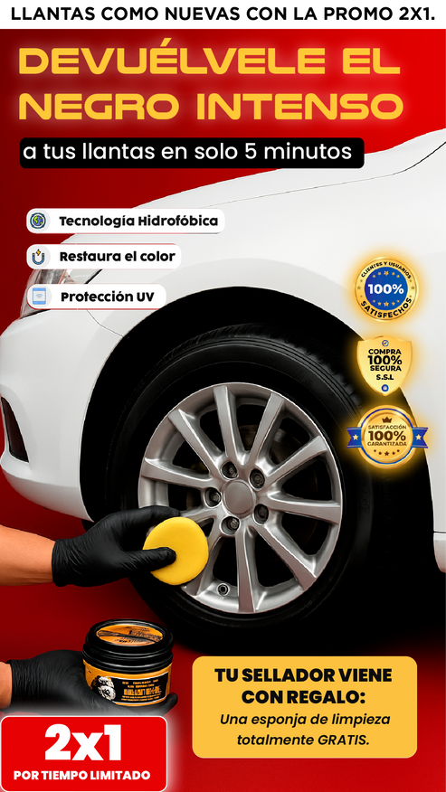 Restaurador neumáticos| Brillo intenso al instante — llévate 2x1